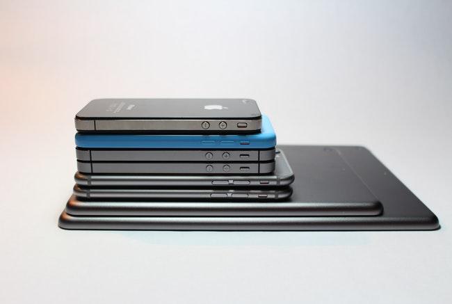 stack of phones