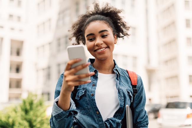 A woman on her phone
