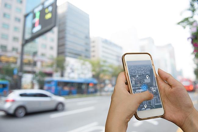 a phone with maps on it.