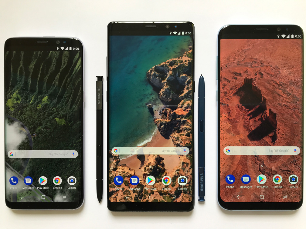 Three Android smartphones
