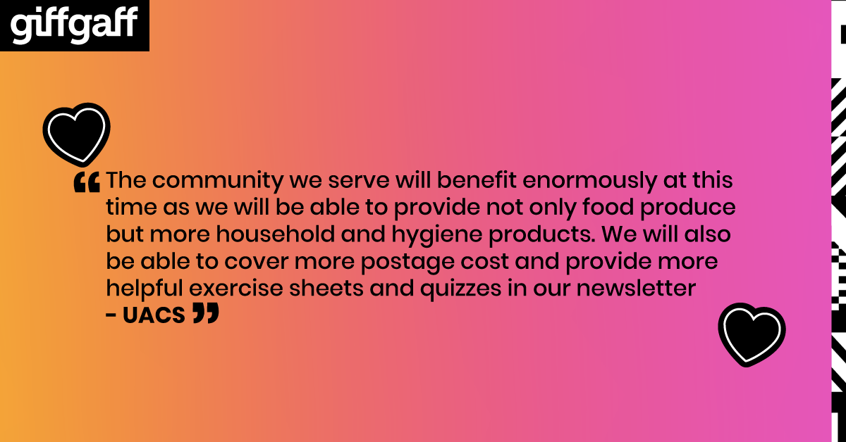 The community we serve will benefit enormously at this time as we will be able to provide not only food produce but more household and hygiene products. We will also be able to cover more postage by providing more helpful exercise sheets and quizzes to our newsletter