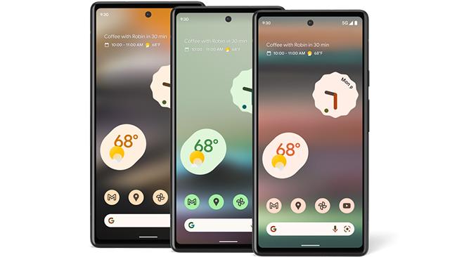 Three Google Pixel 6as looking good