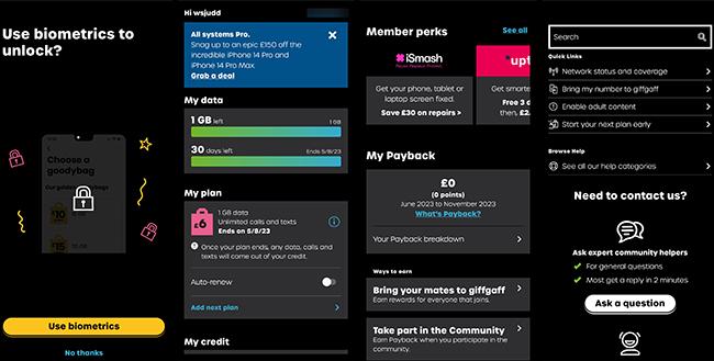 giffgaff app, Download and manage your account