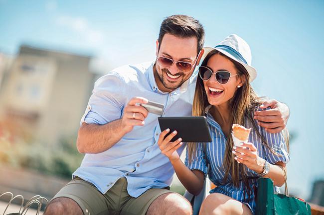 couple smiling on holiday