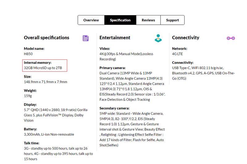 giffgaff LG specs