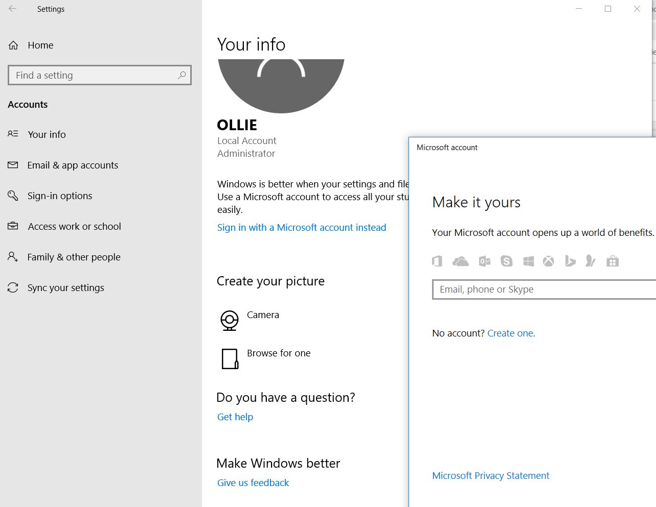 Windows account login