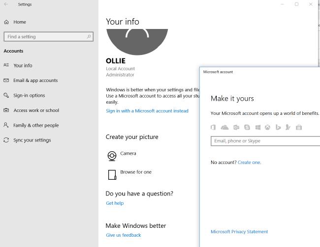 Windows account login