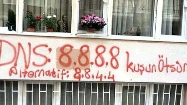 DNS addresses spray-painted in Turkish protests