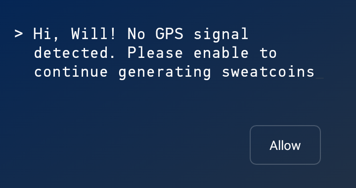 Sweatcoin Screenshot: GPS Is Required
