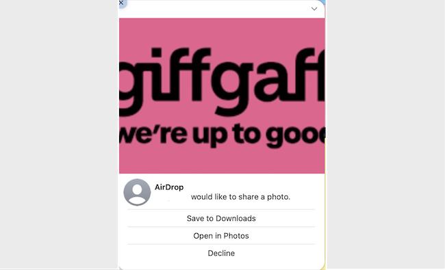 AirDrop would like to share a photo