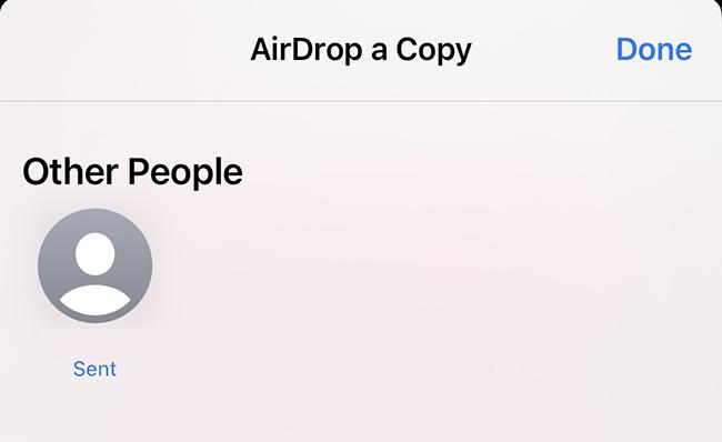 Select device to send image via AirDrop
