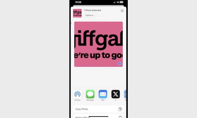 Select image on AirDrop