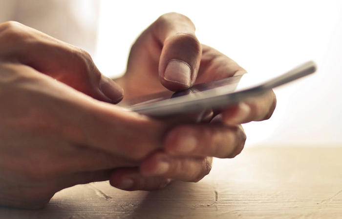 Texting on phone
